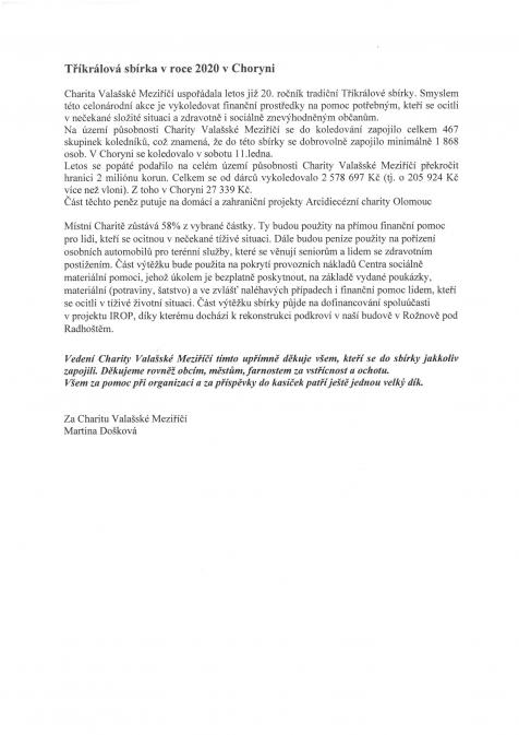 Tříkrálová sbírka 2020