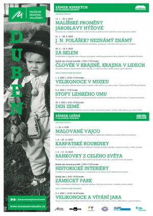 Program zámku Lešná a zámku Kinských ve Valašském Meziříčí - duben 2023 1