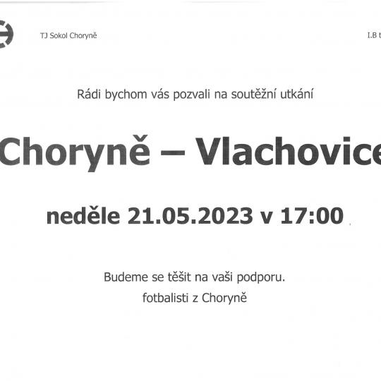 Pozvánka na fotbal: Choryně - Vlachovice 21.5.2023 v 17:00 hod.  1